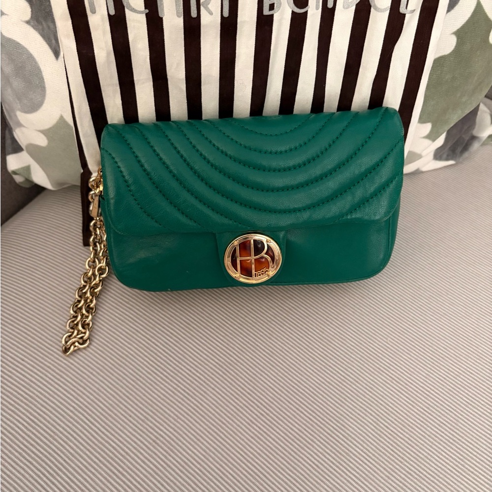 Henri Bendel No 7 Green Quilted Leather Wristlet/Bag